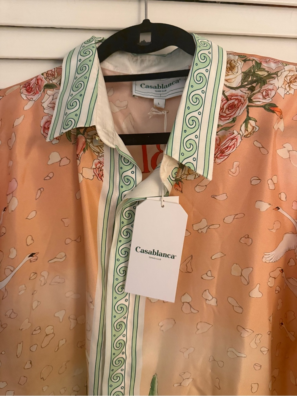 Casablanca Peach Scenic Silk Button-Up Shirt - Picture 3 of 5